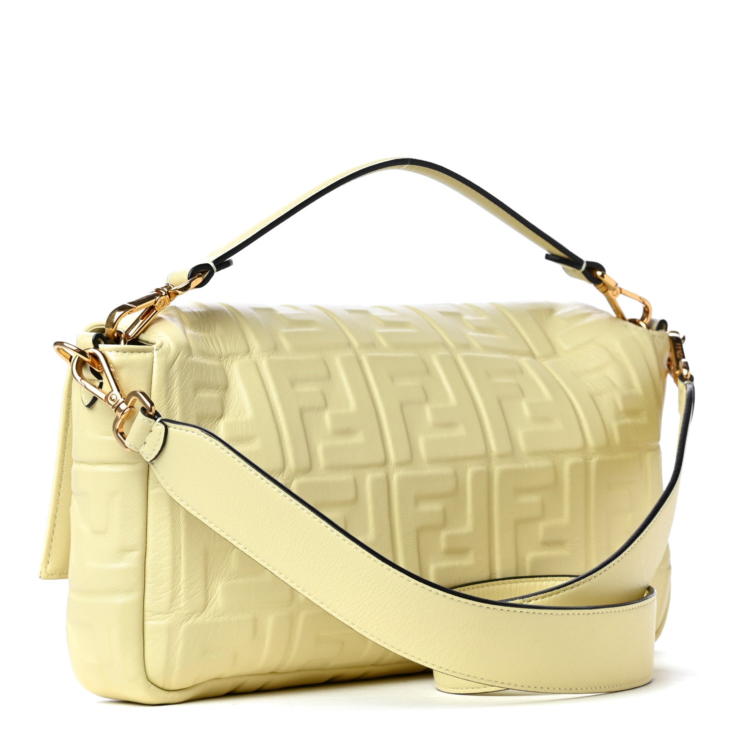 Fendi Nappa FF 1974 Embossed Large Baguette Banana 2 of 4