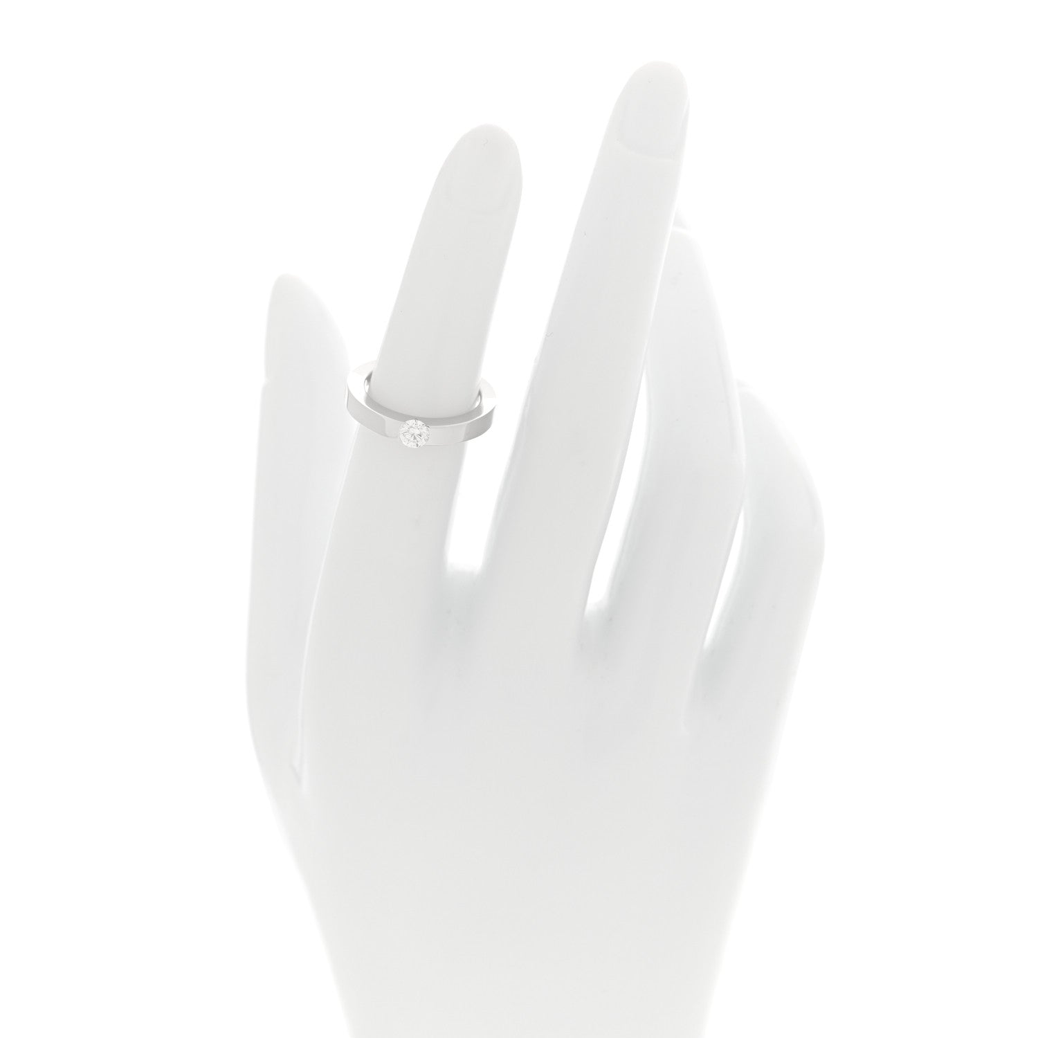 Cartier 18K White Gold Diamond .24ct Date Solitaire Ring 48 4.5 2 of 4