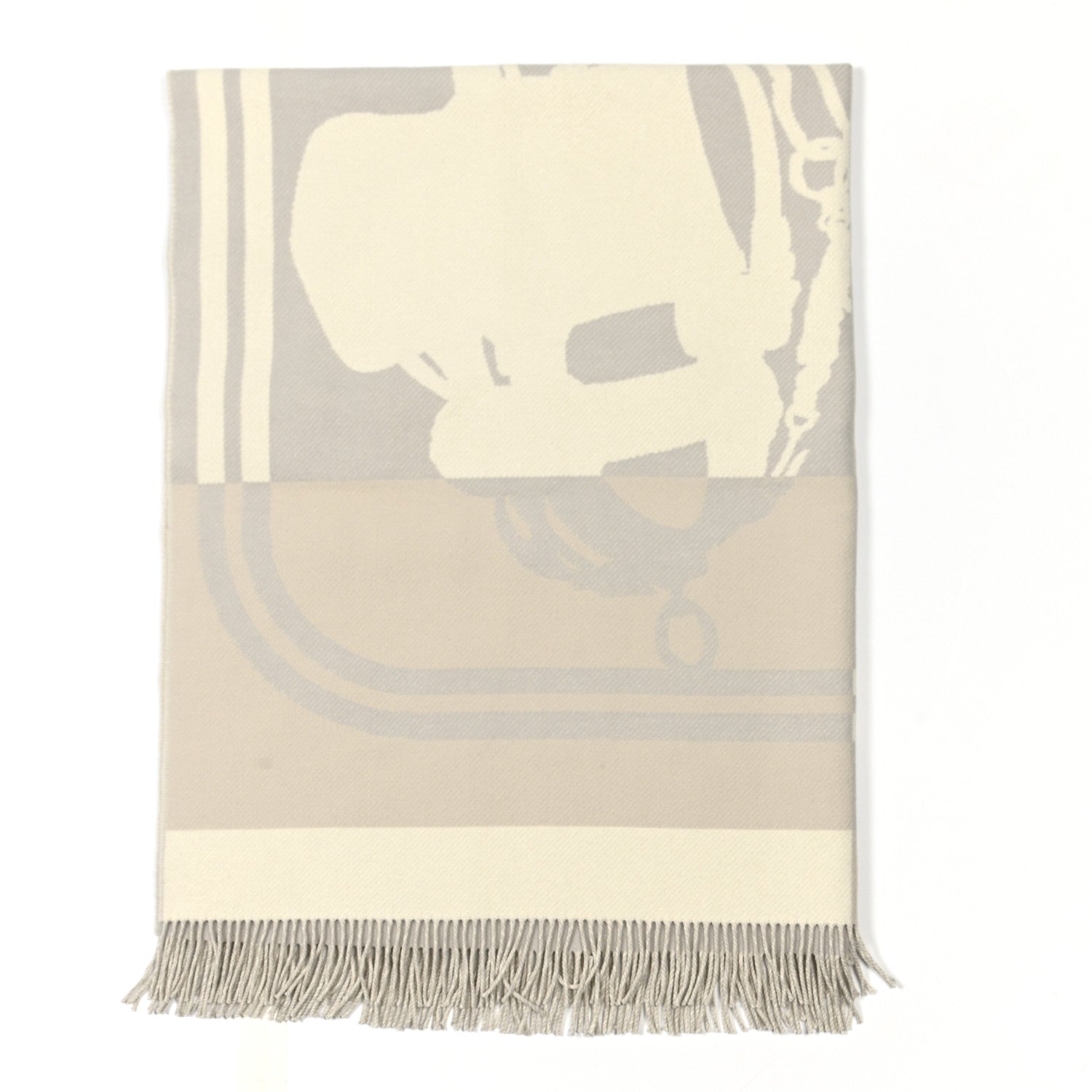 Hermes Cashmere Wool Brides De Gala Plaid Blanket Gris Perle 1 of 3