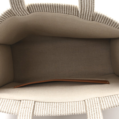 Celine Canvas Calfskin Striped Triomphe Large Cabas Beige 5 of 10