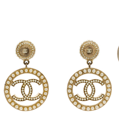 Chanel Pearl CC Drop Earrings Light Gold 1 of 5
