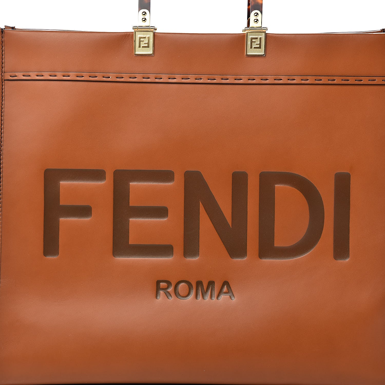 Fendi Vitello King Plexiglass Large Fendi Sunshine Shopper Tote Cuoio 10 of 10