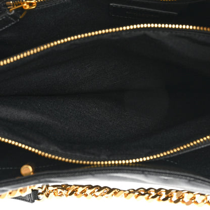 Saint Laurent Grain De Poudre Matelasse Chevron Monogram Shopping Bag Black 6 of 14