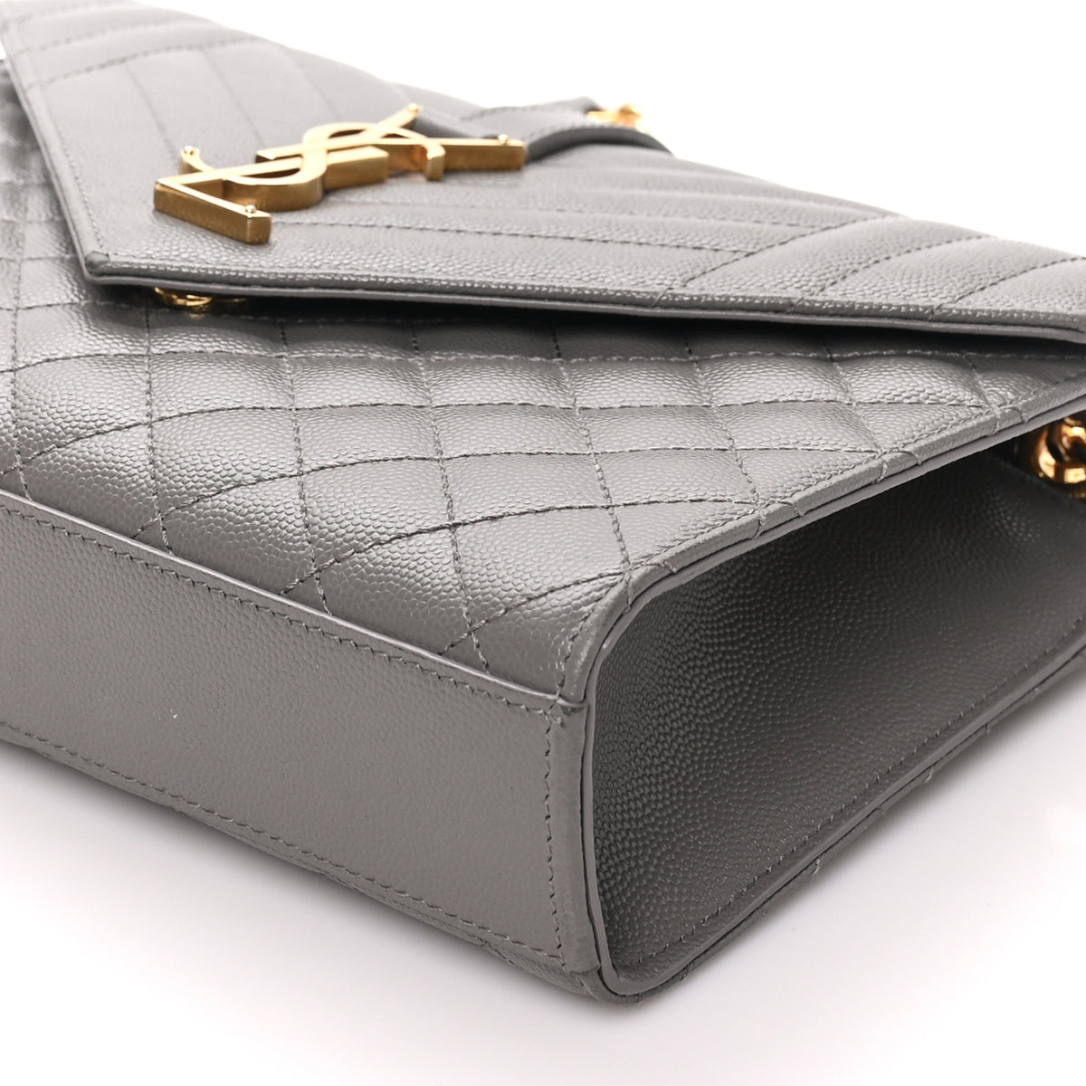 Grain De Poudre Textured Mixed Matelasse Triquilt Medium Monogram Satchel Fog
