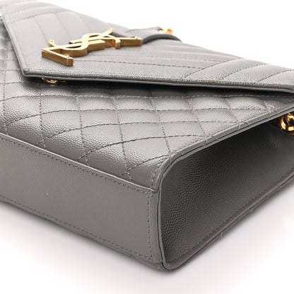 Saint Laurent Grain De Poudre Textured Mixed Matelasse Triquilt Medium Monogram Satchel Fog 9 of 9