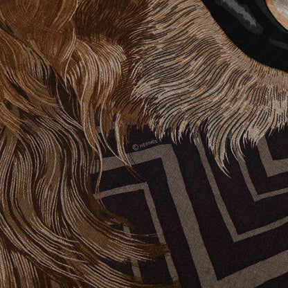 Hermes Cashmere Silk Roaaaaar! Scarf 100 Etoupe Grenat Marron Fonce 4 of 4