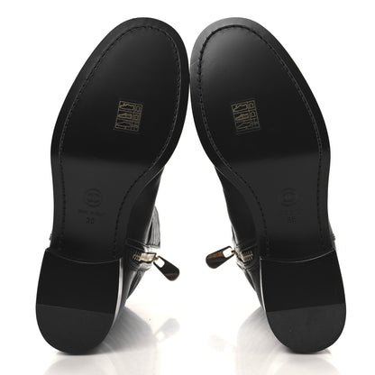 Chanel Calfskin Quilted CC Logo Mid Calf Boots 39 Black 5 of 9