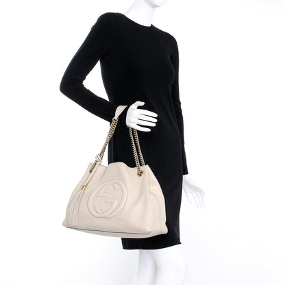 Gucci Pebbled Calfskin Medium Soho Chain Shoulder Bag Off White 2 of 11