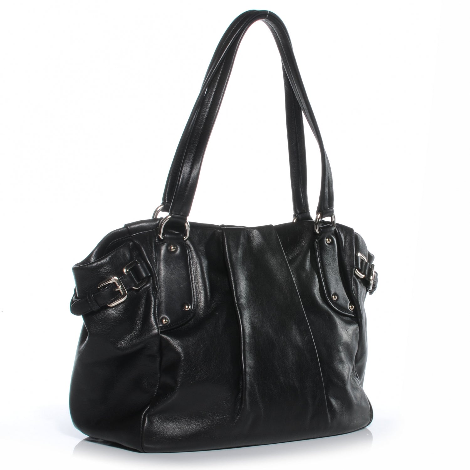 Prada Soft Calf Pleated Hobo Nero Black 4 of 9