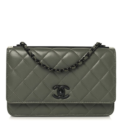 Chanel Lambskin Quilted Trendy CC Wallet On Chain WOC Green 1 of 12