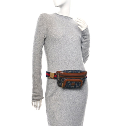 Gucci New Denim GG Monogram Dollar Calfskin Web Retro Interlocking G Belt Bag Blue Tea Cuir Epilog 2 of 10