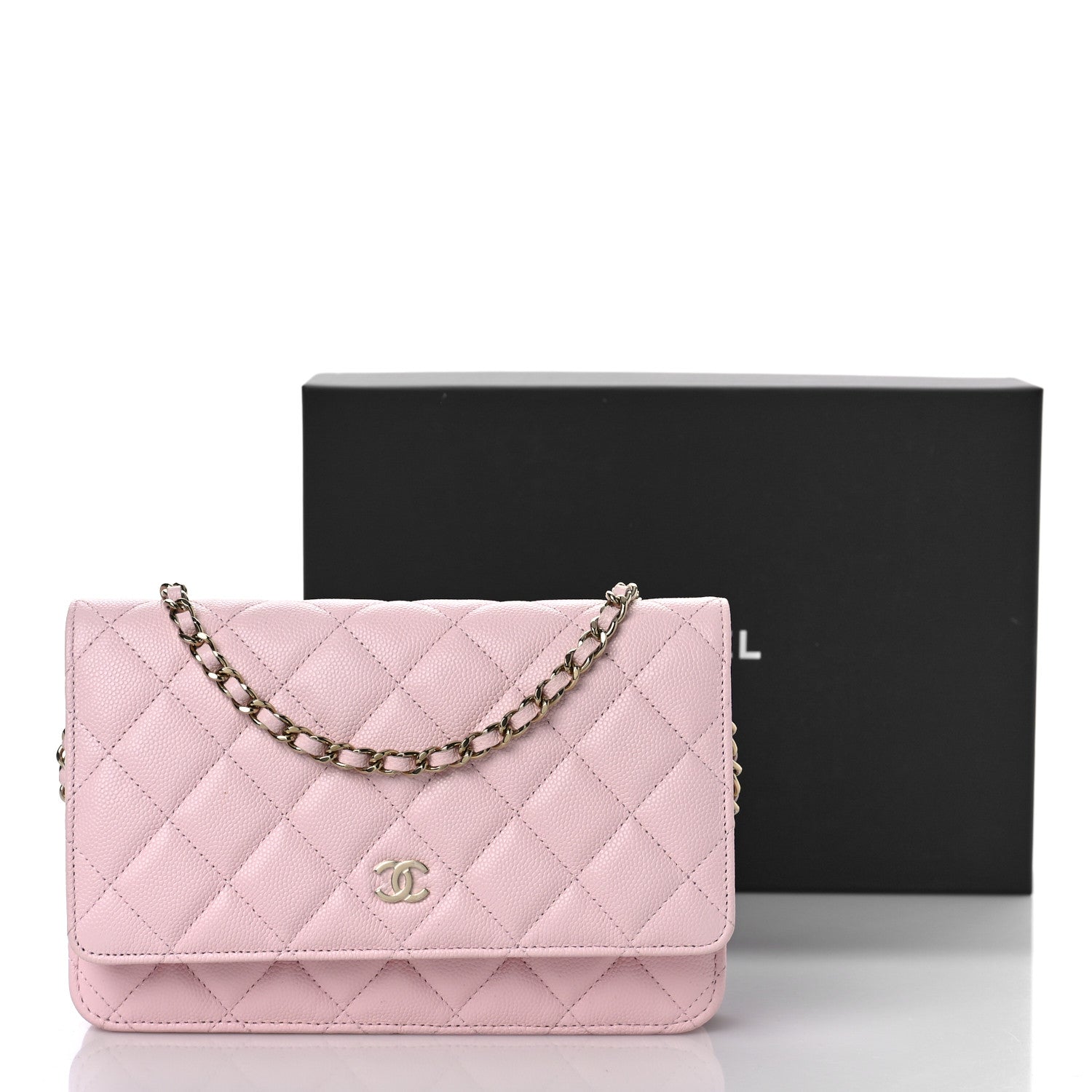 Chanel Caviar Quilted Wallet on Chain WOC Light Pink 10 of 10