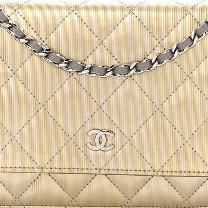 Chanel Striated Patent Quilted Wallet On Chain WOC Beige 10 of 12