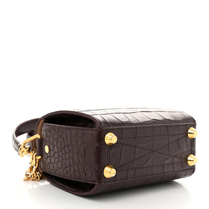 Alexander McQueen Calfskin Crocodile Embossed Box Shoulder Bag 19 Velvet Red 4 of 11