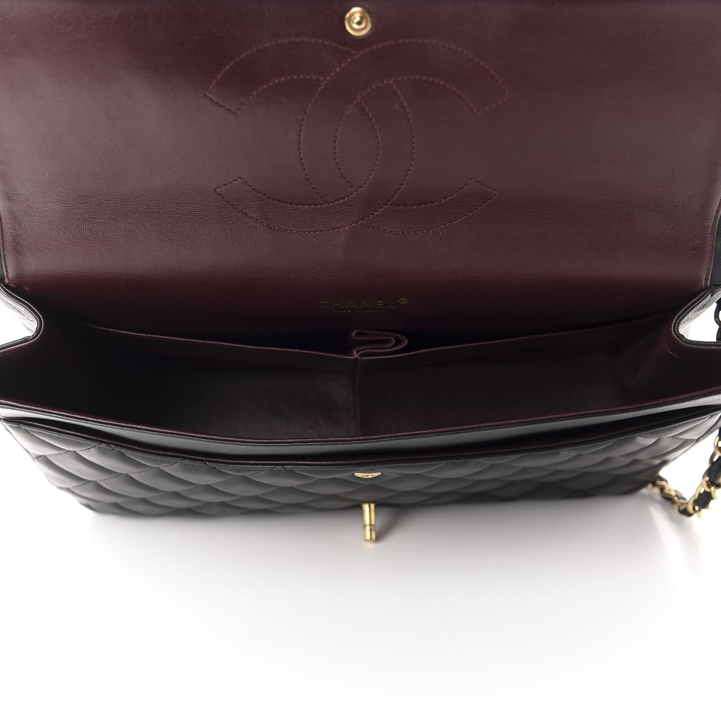 Lambskin Quilted Maxi Double Flap Black