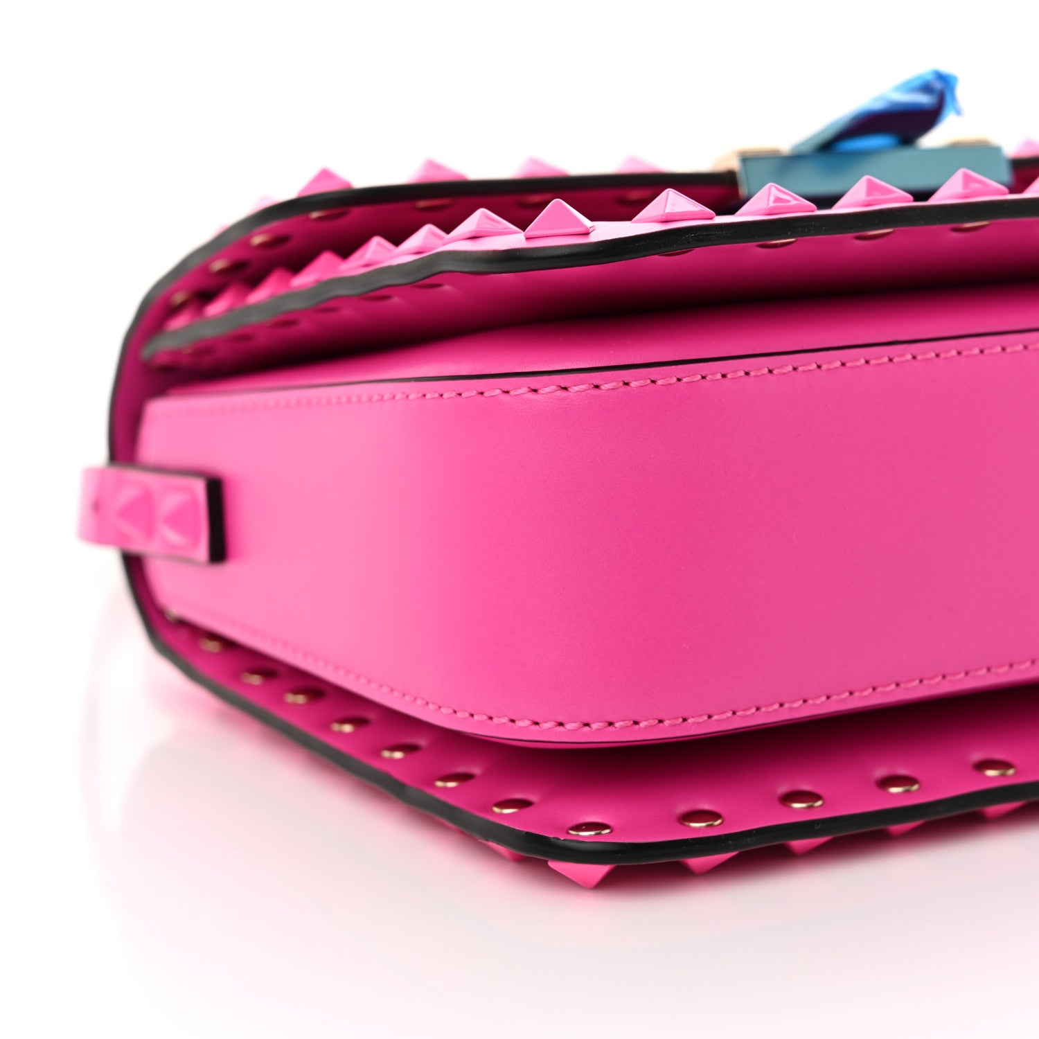 Valentino Garavani Smooth Calfskin Enamel Tonal Small Rockstud23 Shoulder Bag Pink PP 8 of 9