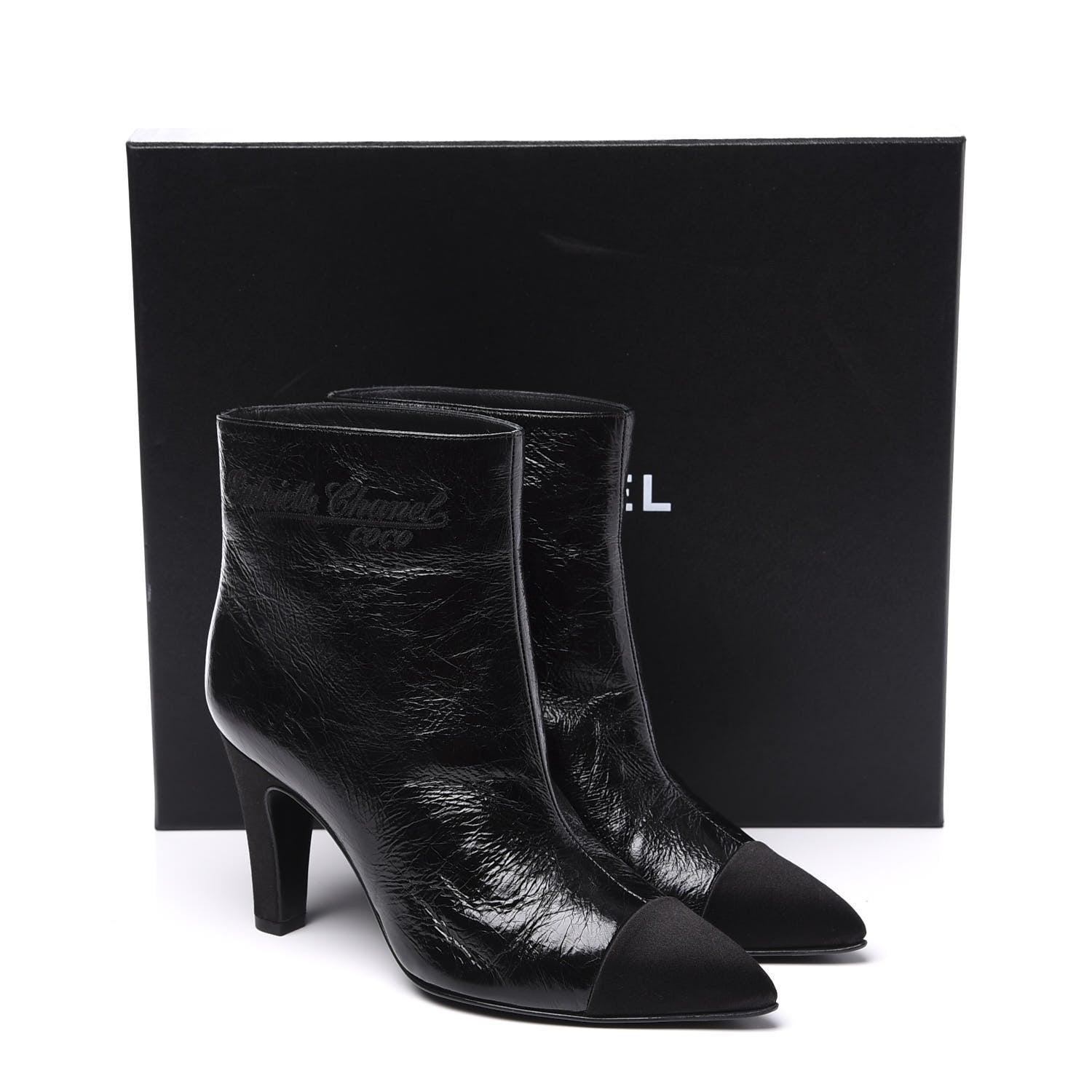 Chanel Crumpled Calfskin Satin Cap Toe Short Ankle Boots 36 Black 11 of 11