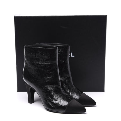 Chanel Crumpled Calfskin Satin Cap Toe Short Ankle Boots 36 Black 11 of 11