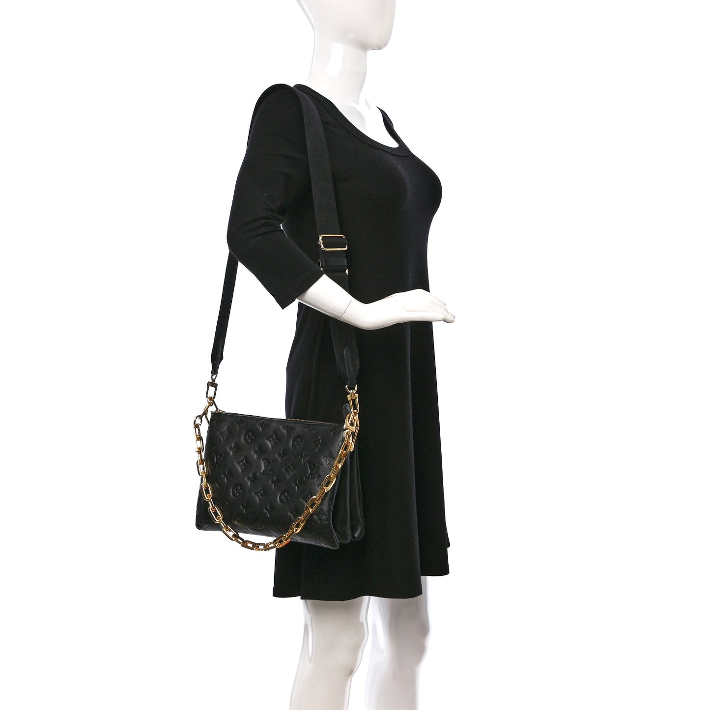 Lambskin Embossed Monogram Coussin PM Black