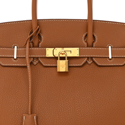 Hermes Togo Horseshoe Birkin 30 Gold Vermillion 8 of 15