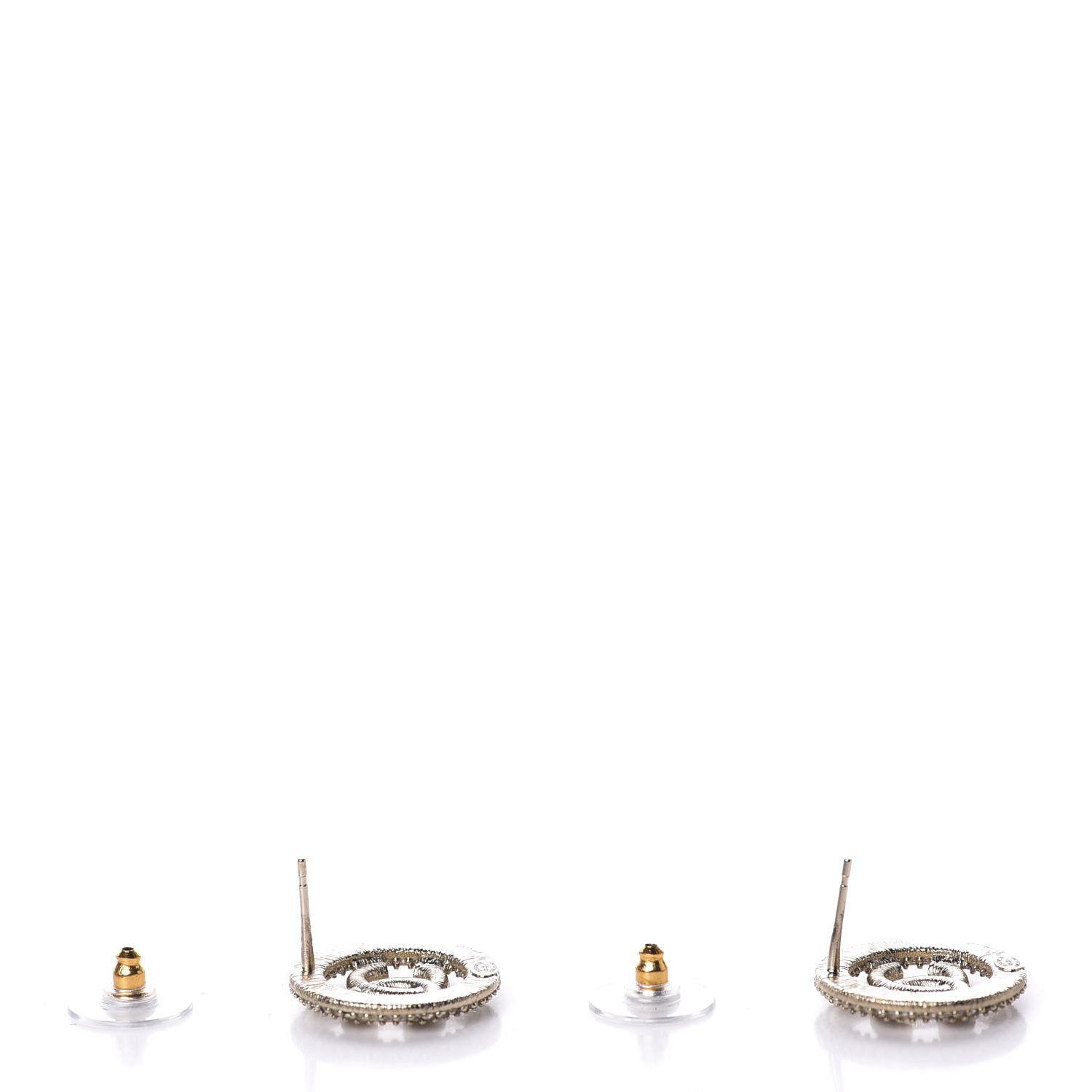 Chanel Crystal CC Vendome Round Earrings Gold 4 of 5