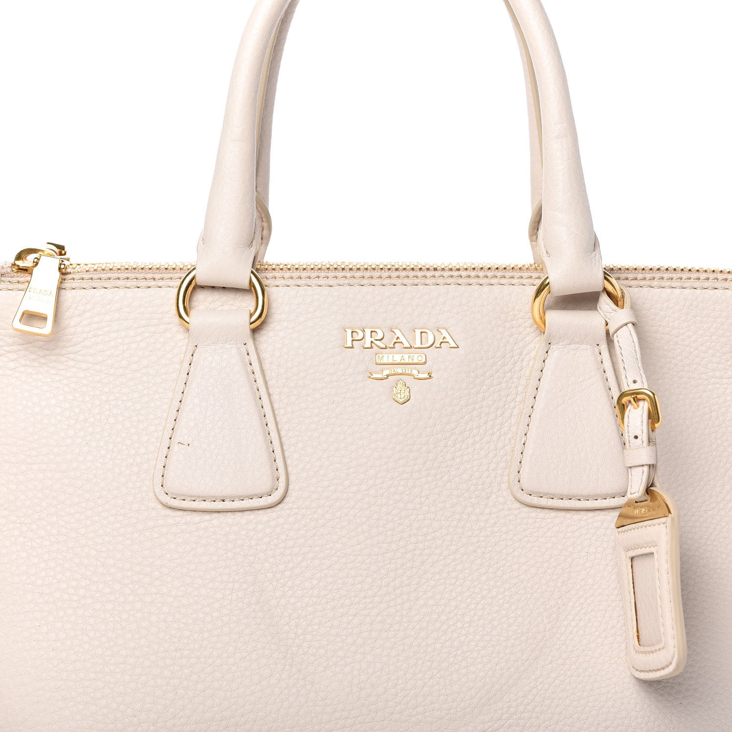 Prada Vitello Daino Large Double Zip Tote Talco 11 of 11