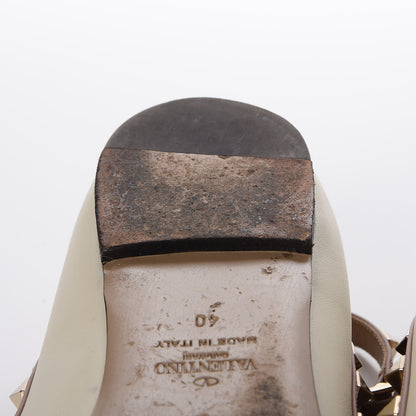 Valentino Garavani Calfskin Rockstud Cage Ballerina Flats 40 Light Ivory Poudre 9 of 15