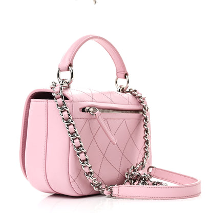 Chanel Calfskin Stitched Small Ring My Bag Flap Crossbody Pink 3 of 14