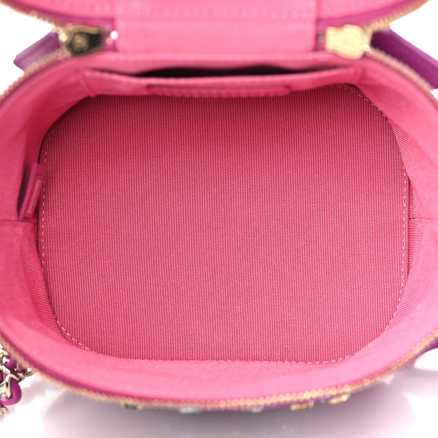 Lambskin Quilted Crystal CC Vanity Case Purple