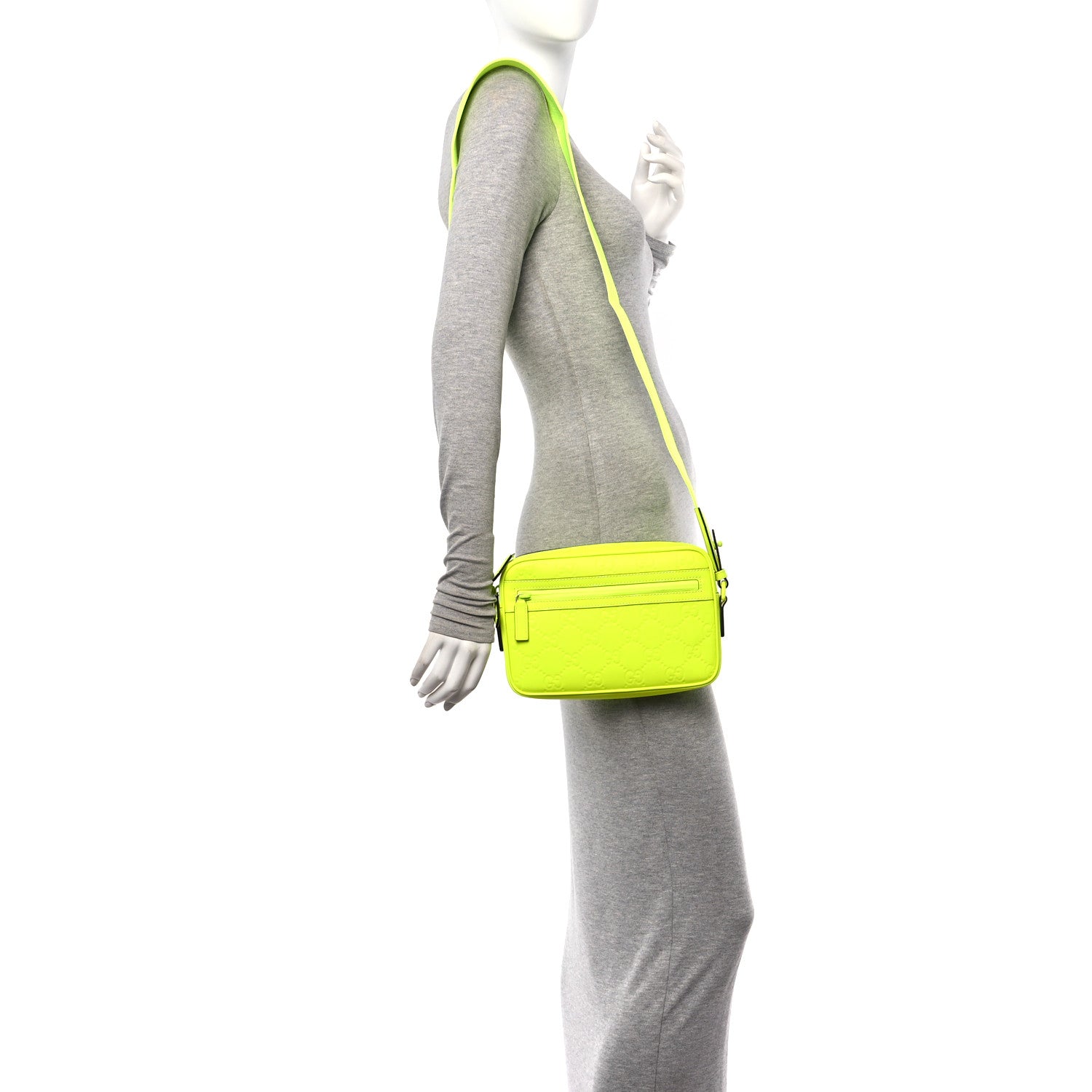 Gucci Rubber Effect Monogram GG Crossbody Bag Fluorescent Yellow 2 of 9