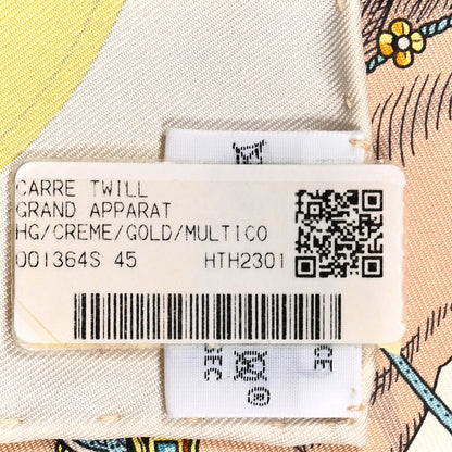 Hermes Silk Grand Apparat Forever Scarf 90 Creme Gold Multicolore 2 of 5
