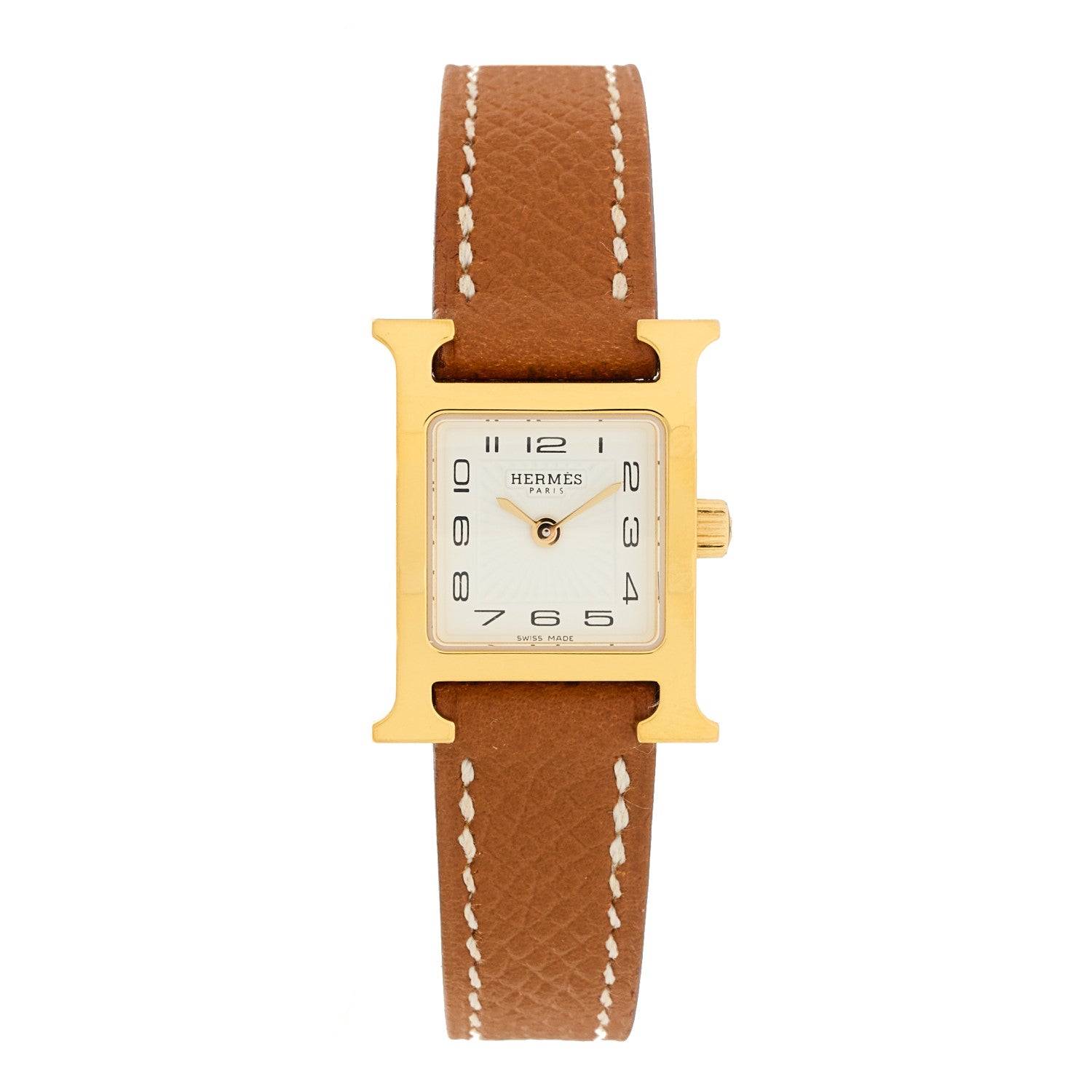 Hermes Stainless Steel Epsom 17.2mm Heure H Hour Quartz Watch Gold 1 of 4