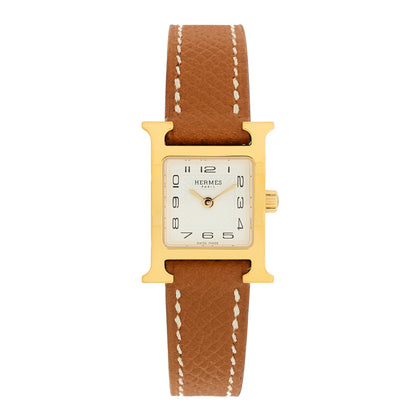 Hermes Stainless Steel Epsom 17.2mm Heure H Hour Quartz Watch Gold 1 of 4