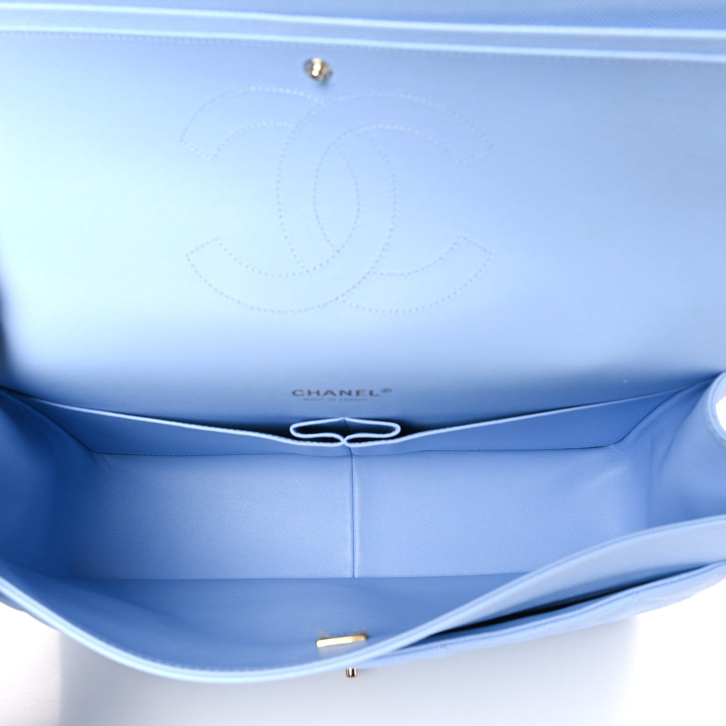 Caviar Quilted Maxi Double Flap Light Blue