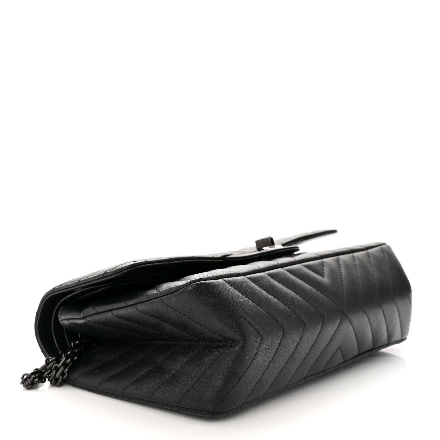 Chanel Sheepskin Chevron Quilted 2.55 Reissue 225 Double Flap So Black 4 of 14