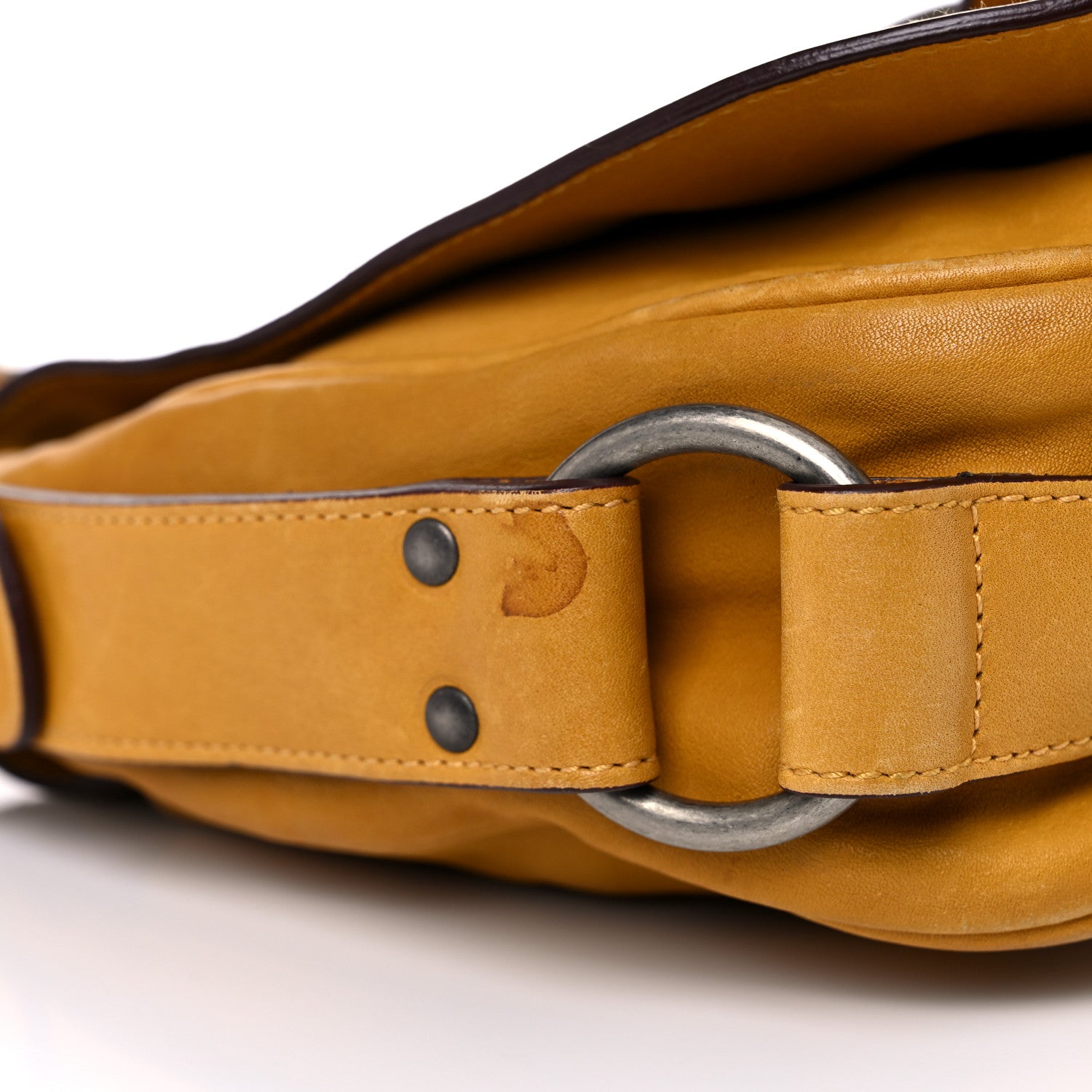 Christian Dior Calfskin Medium Gaucho Double Saddle Bag Yellow 12 of 26
