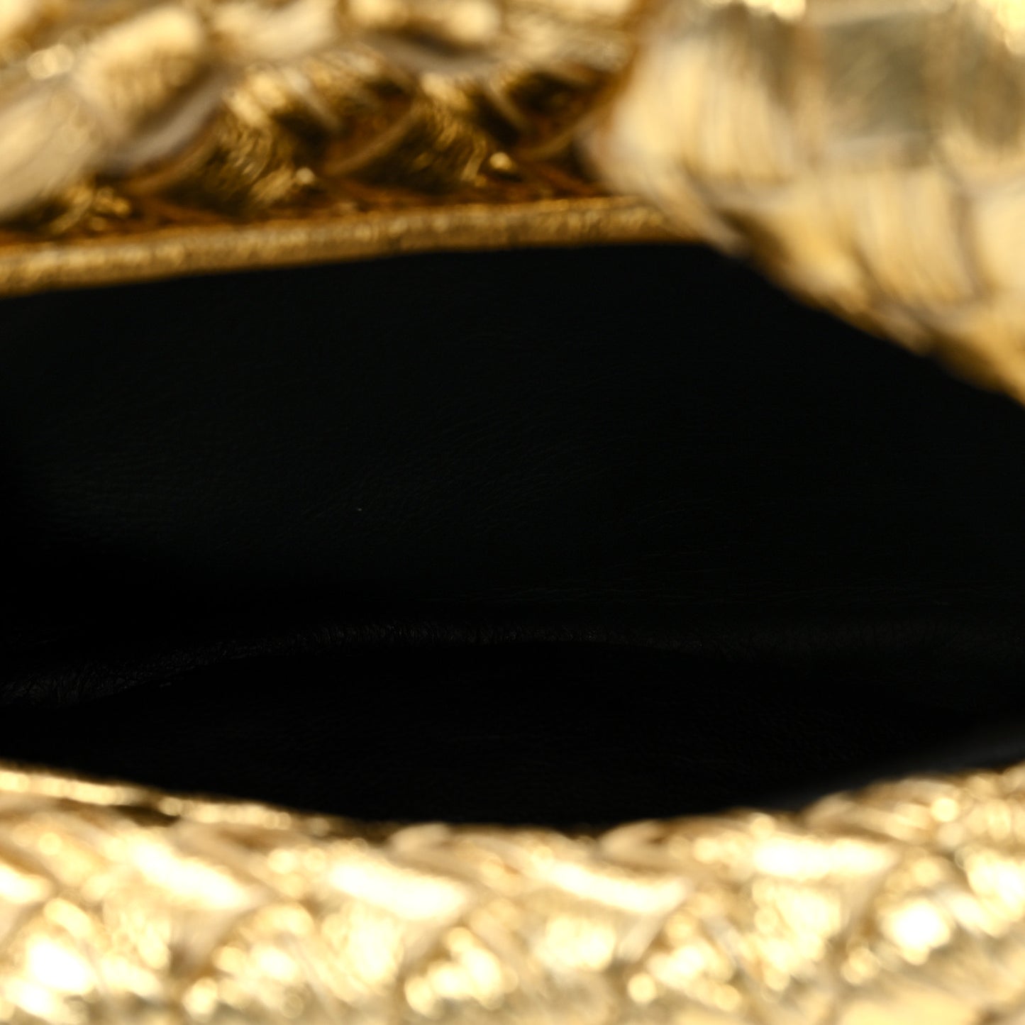 Laminated Calfskin Pressed Intreccio Mini Jodie Gold