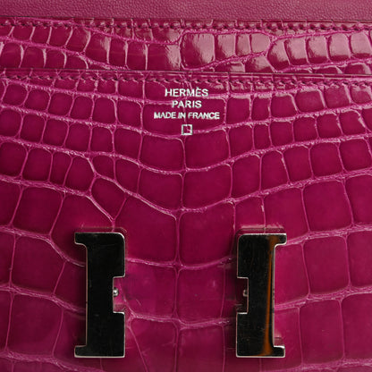 Hermes Shiny Alligator Constance Long Wallet Rose Scheherazade 6 of 12
