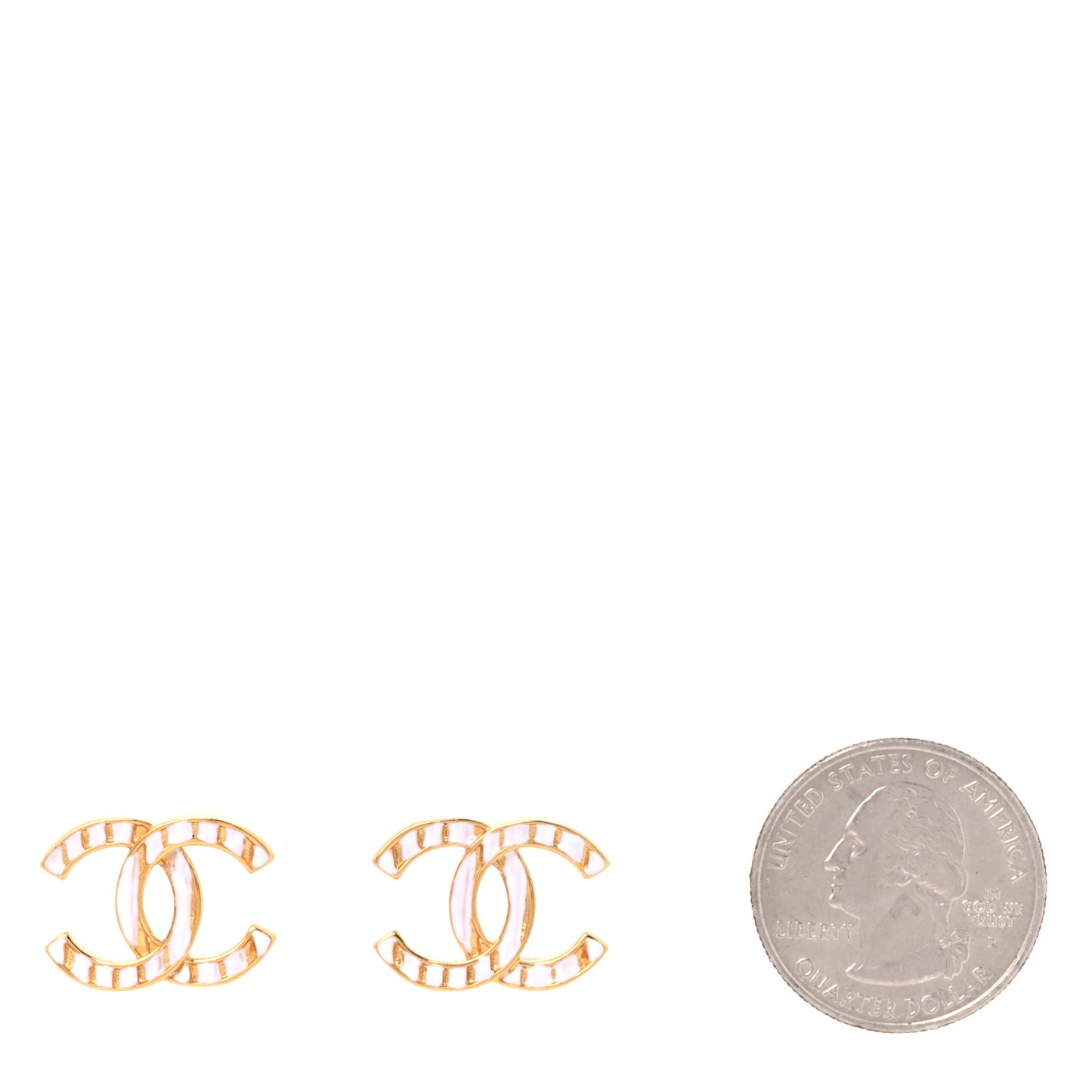 Metal CC Earrings Gold White