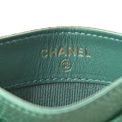 Chanel Metallic Caviar Quilted Card Holder Green 6 of 9