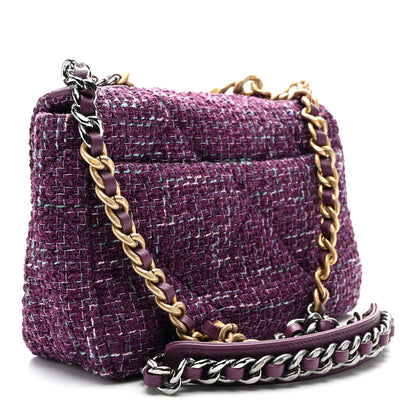 Chanel Tweed Quilted Medium Chanel 19 Flap Purple 2 of 9