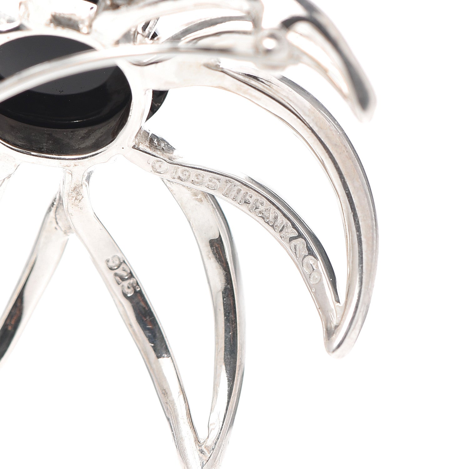 Tiffany Sterling Silver Black Onyx Fireworks Brooch Pin 3 of 5