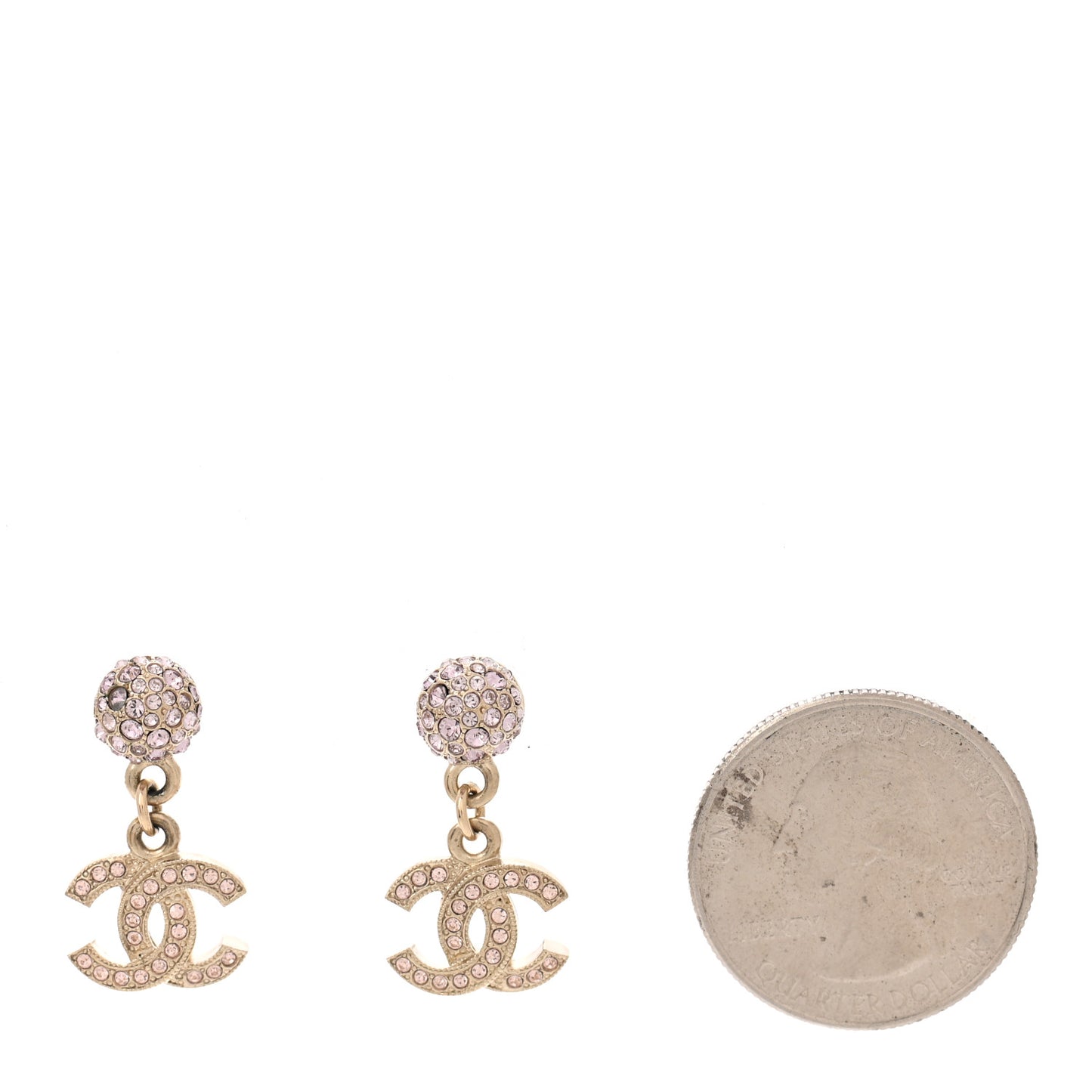 Crystal CC Drop Cluster Earrings Gold Pink