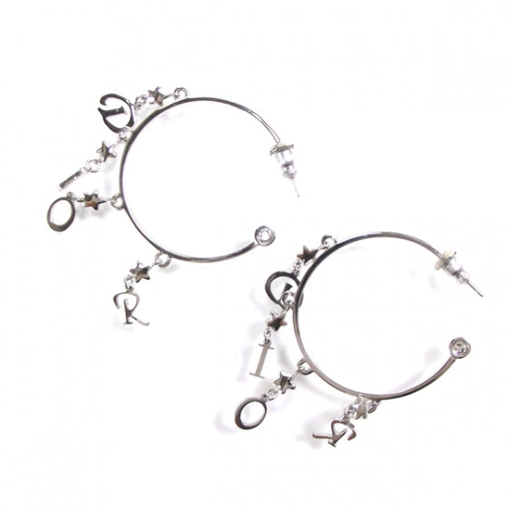 Christian Dior Star Logo Hoop Earrings Silver 1 of 4