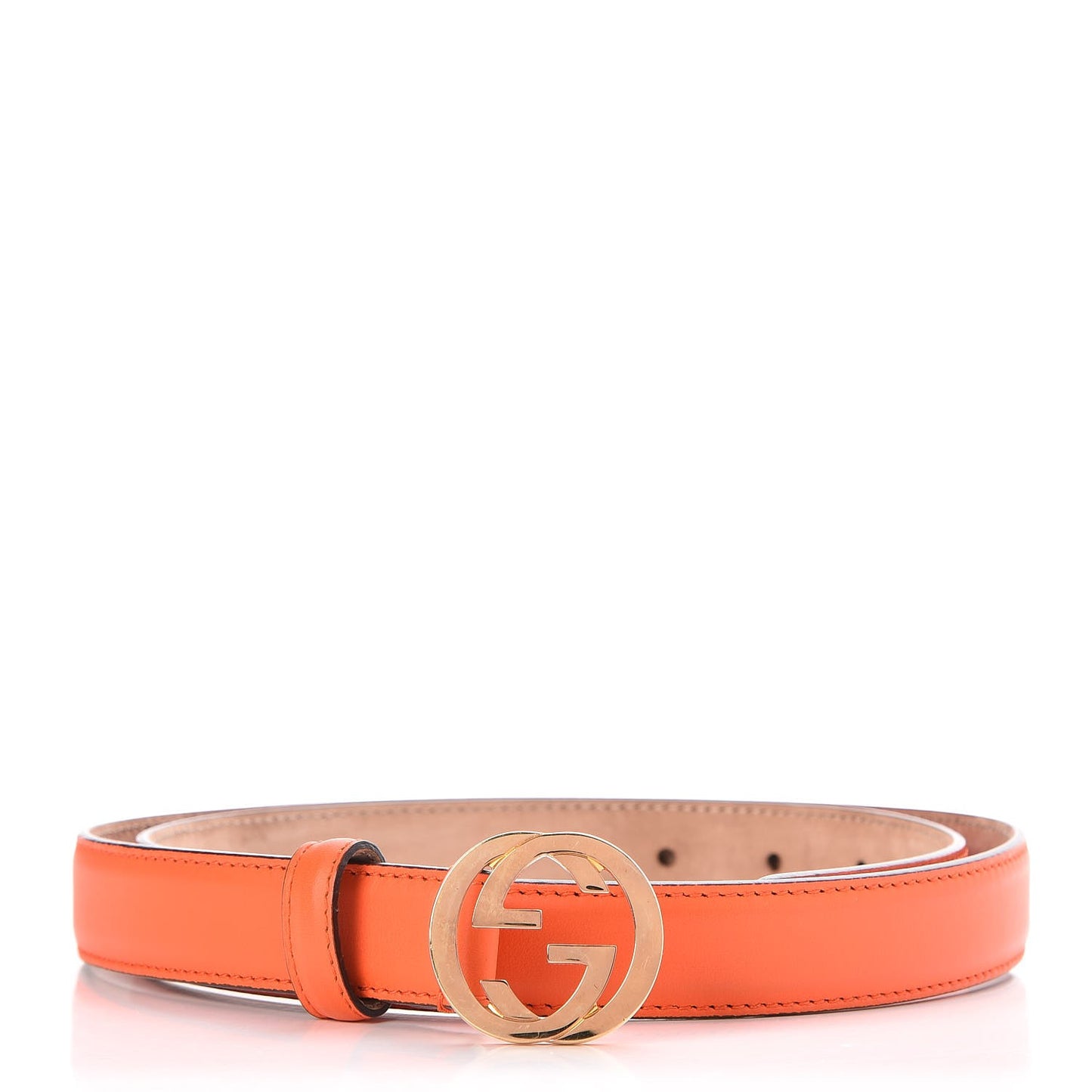 Moon Calfskin Interlocking G 25mm Belt 90 36 Vibrant Orange