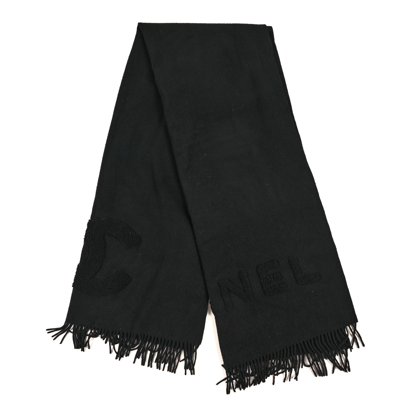 Cashmere Fringe Stole Scarf Black