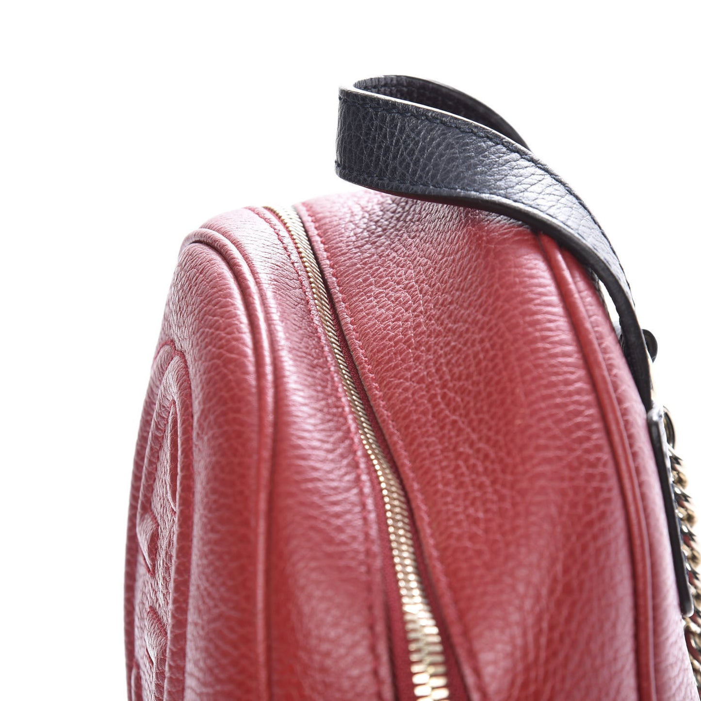 Pebbled Calfskin Bi-Color Soho Chain Backpack Red Navy