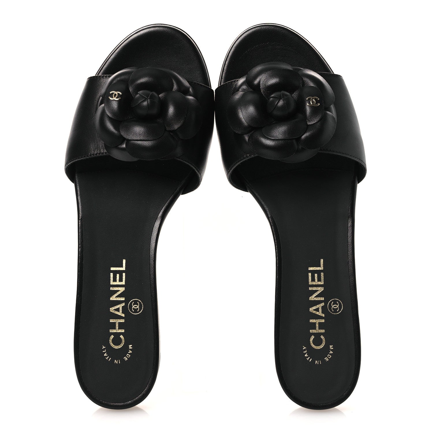 Chanel Lambskin Camellia Sandal Mules 37.5 Black 2 of 11