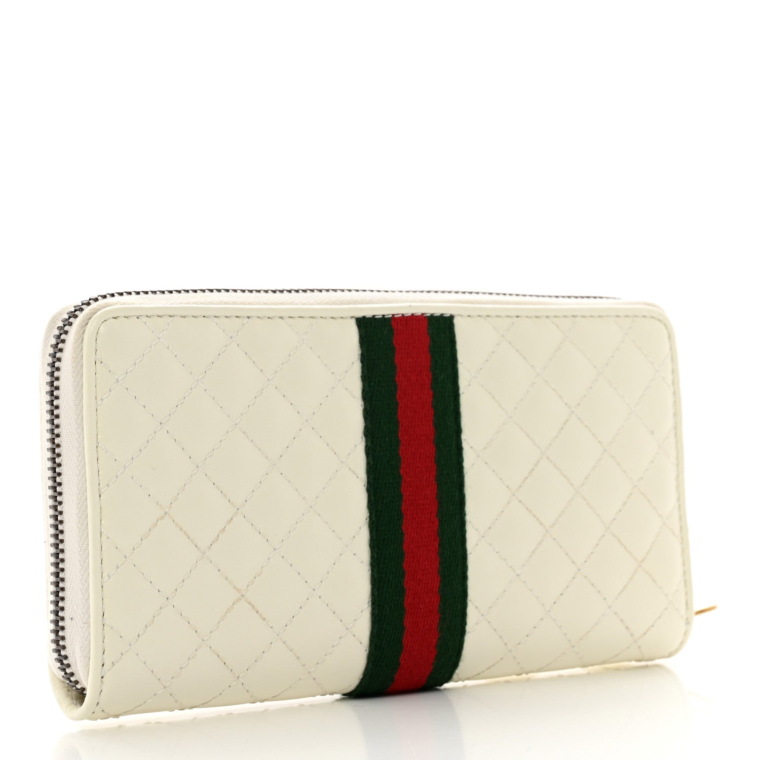 Gucci Calfskin Web Trapuntata GG Zip Around Wallet Off White 3 of 8