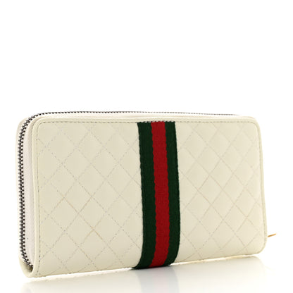 Gucci Calfskin Web Trapuntata GG Zip Around Wallet Off White 3 of 8